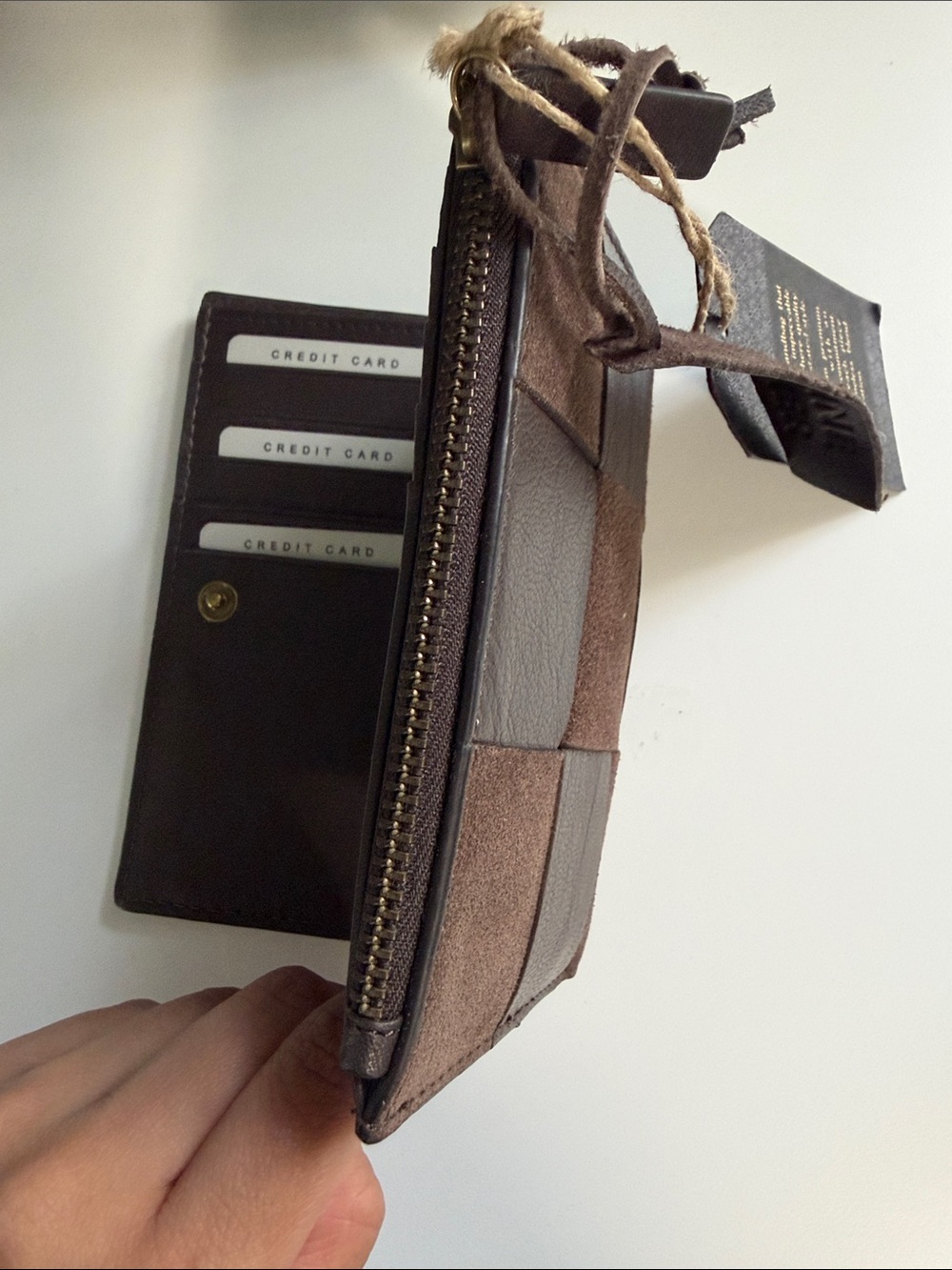 Genuine Merchandise Brown Patchwork Leather Zip Wallet - Picture 4 of 6
